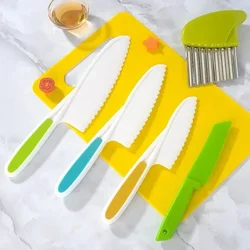 Set di coltelli da cucina in Nylon coltelli da cucina per bambini bordi seghettati coltelli per bambini coltello in plastica per bambini per utensili da cucina per bambini