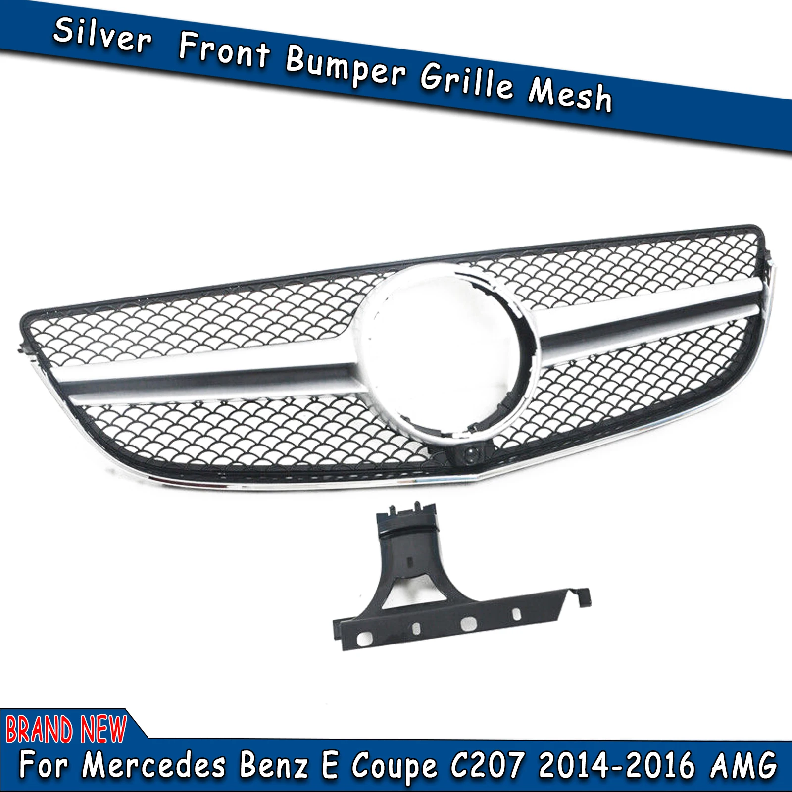 Front Grille Grill Upper Bumper Hood Mesh W/ Camera Hole For Mercedes-Benz W207 C207 E Coupe A207 E200 E300 2014-2017 AMG Style