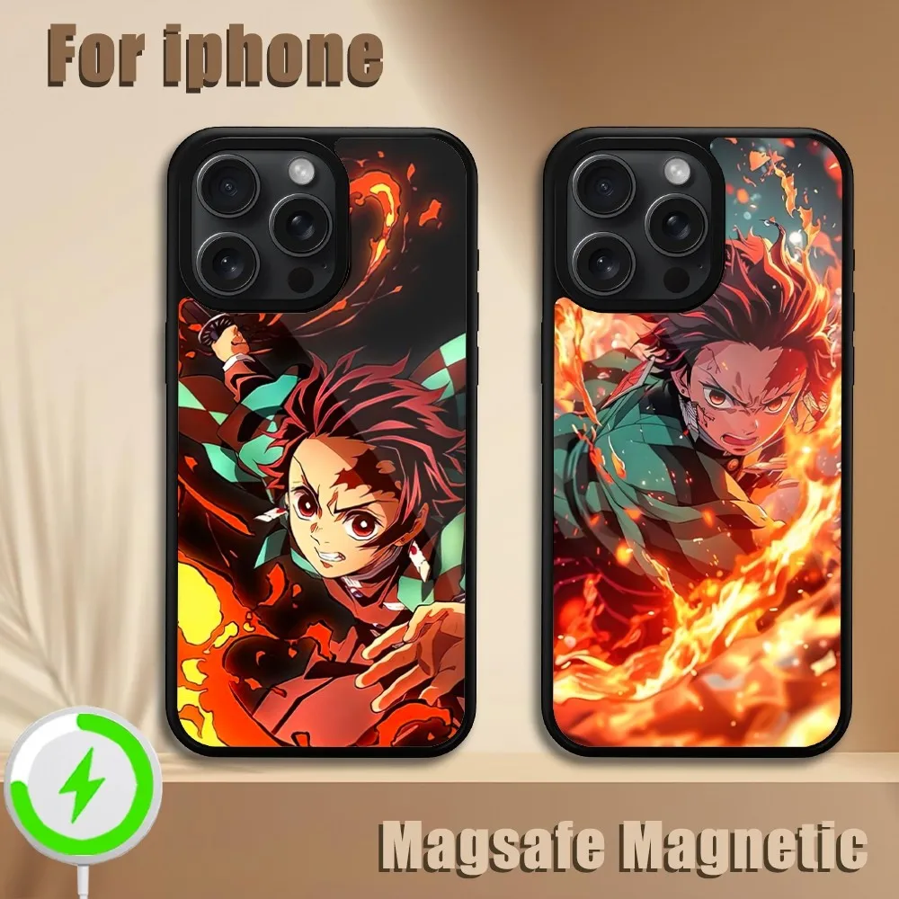 BiliBili Demon Slayer Kamado Tanjirou Phone Case For iPhone 11 12 13 14 15 Plus Pro Max Magsafe Magnetic Wireless Charging Cover