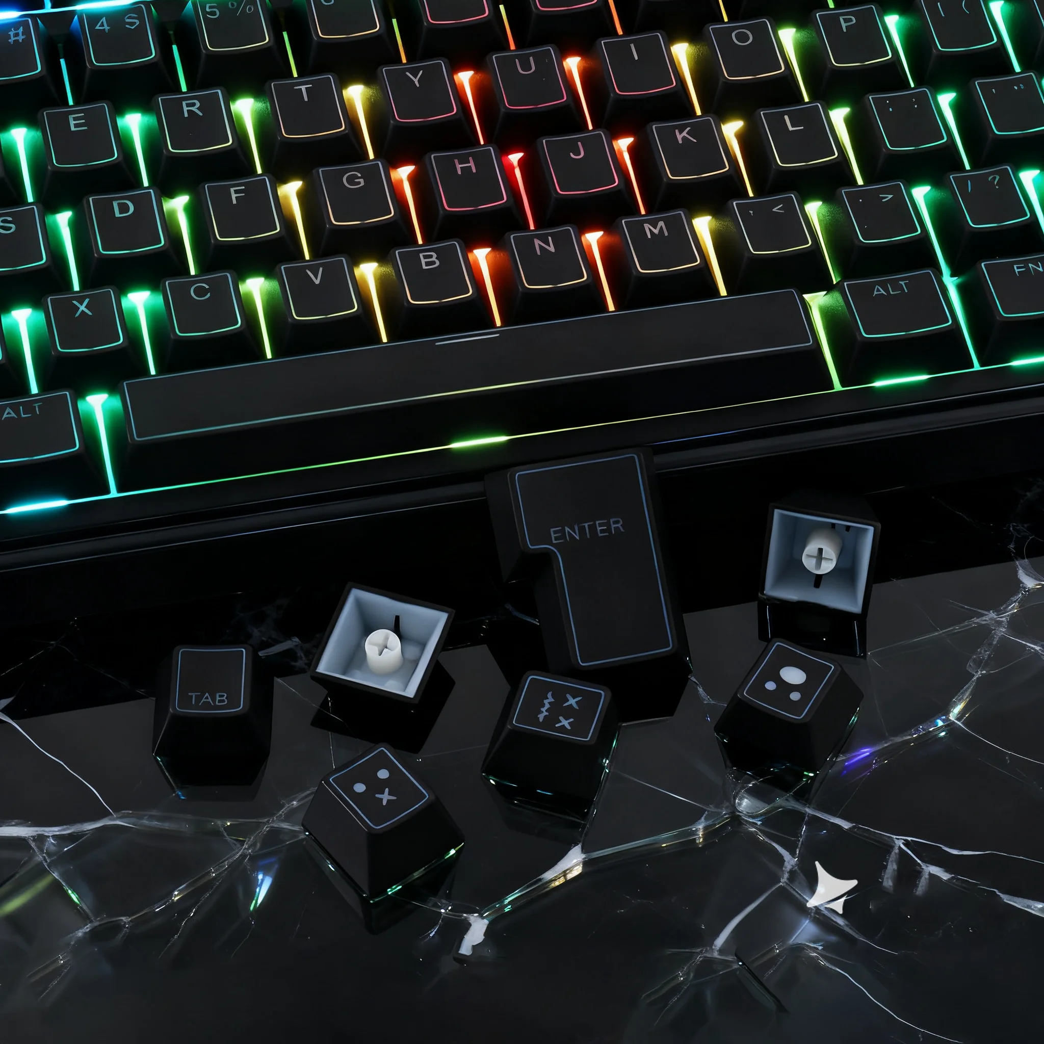 Capuchons de touches rétroéclairés rvb, 142 touches, profil Cherry, brillant à travers le Double injection, PBT, pour commutateurs Cherry MX, clavier mécanique