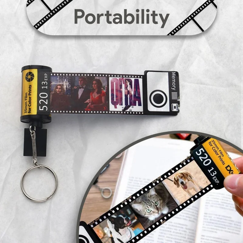 Portachiavi Personalizzato con Pellicola Fotografica Retrò – Portachiavi con Immagine Personalizzata, Regalo Ricordo con Foto Personalizzata