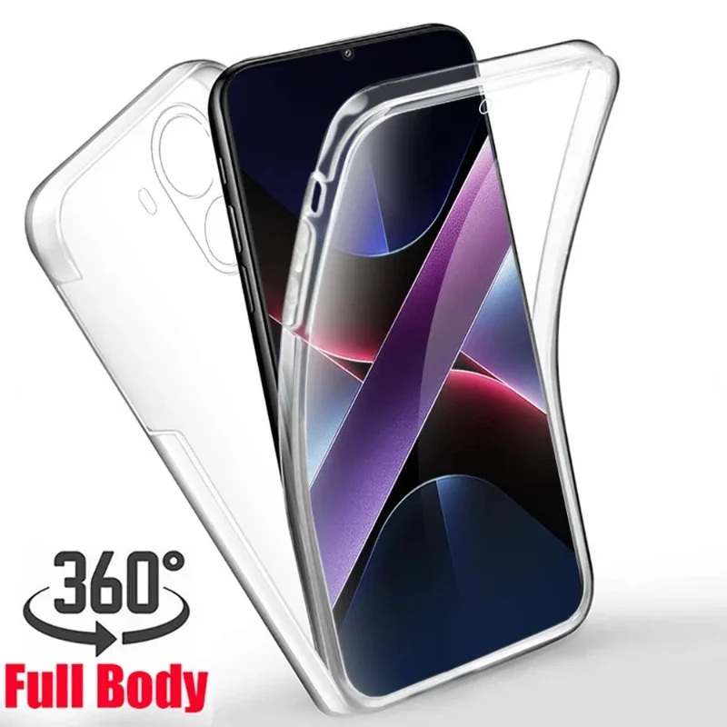 

360 ° Двухслойный чехол для телефона для Xiaomi Redmi Note 14 Pro 13 12 11 10 9 8 7, противоударный силиконовый чехол спереди и сзади, твердый чехол для ПК