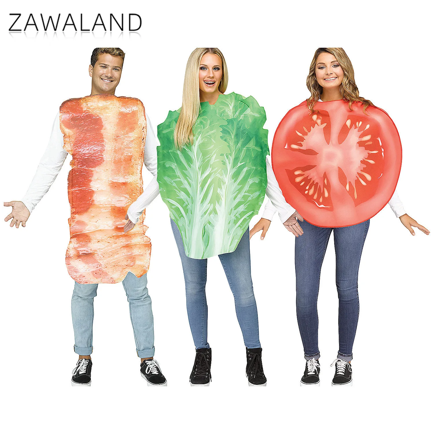 

Vegetable Fruit Meat Cosplay Costume Printing Funny Stage Clothes For Man Woman Carnival Festival Performance Disguise Outfits