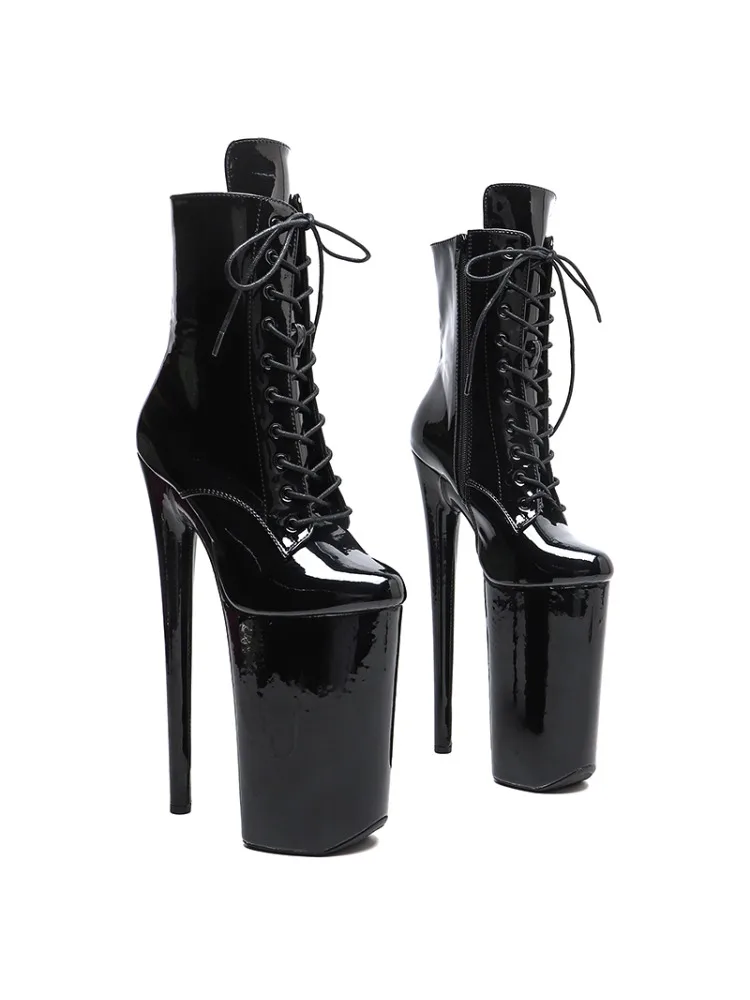 Leecabe 23CM/9 pouces brevet PU plate-forme de mode talon haut talon décapant pôle danse bottes