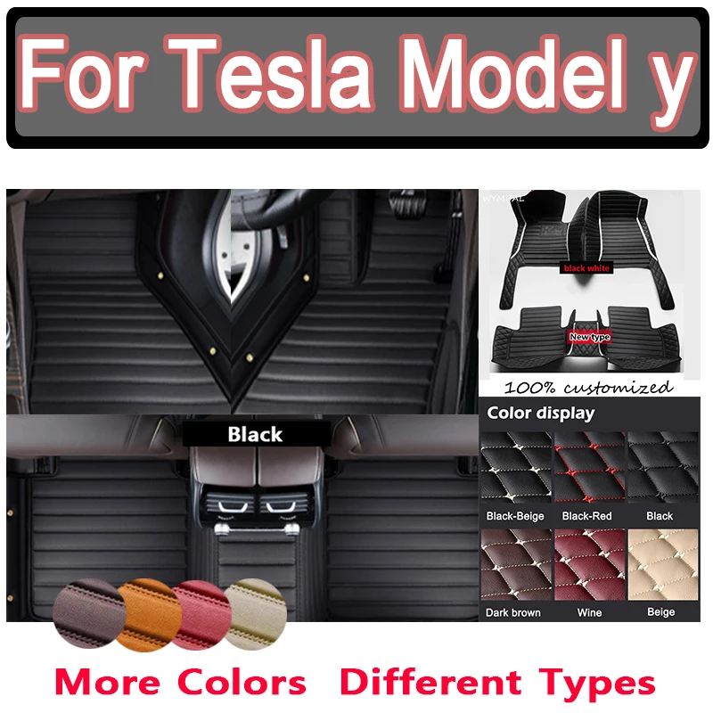

Luxury Custom Automotive Car Floor Mats For Tesla Model y 2023 Auto Luxury Leather Men Women Car Mats Full Coverage