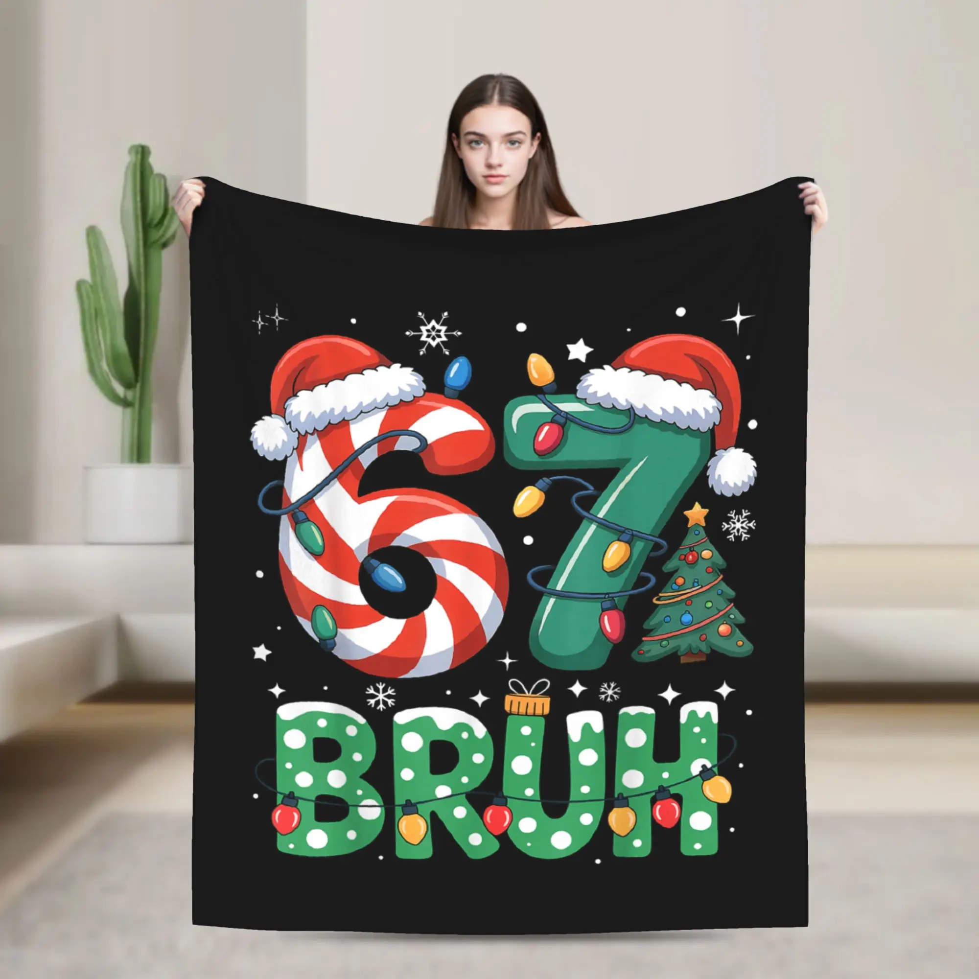 

67 Christmas Santa Six Seven Christmas Flannel Blankets Autumn Soft Warm Bedding Living Room Graphic Bedspread Sofa Bed Cover