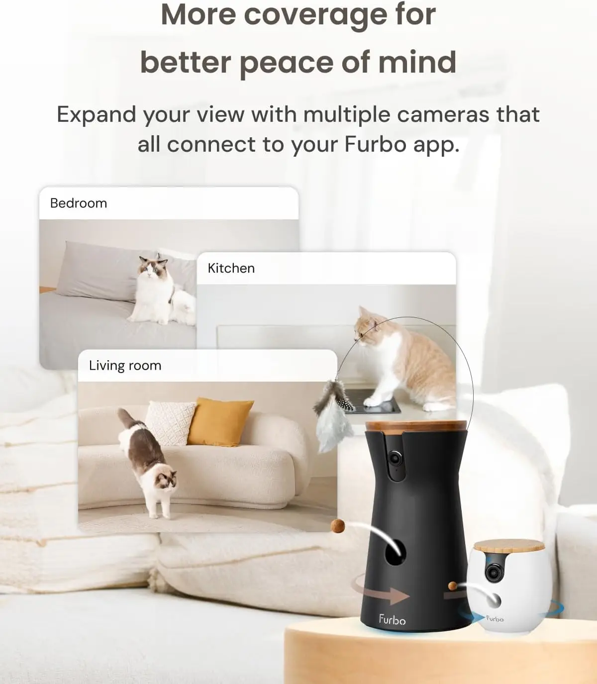 360° Cat Camera + Mini 2-Camera Bundle with Night Vision, Speaker & App Alerts (New Subscription Needed)