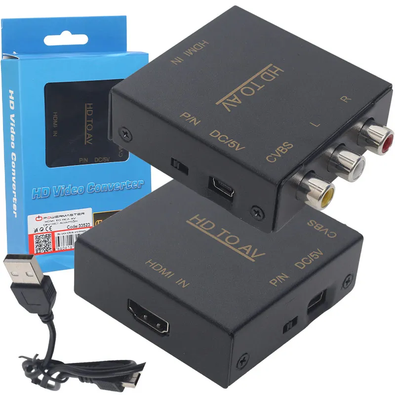 POWERMASTER PM-33523 HDMI TO RCA AV CONVERTER ADAPTER METAL CASE