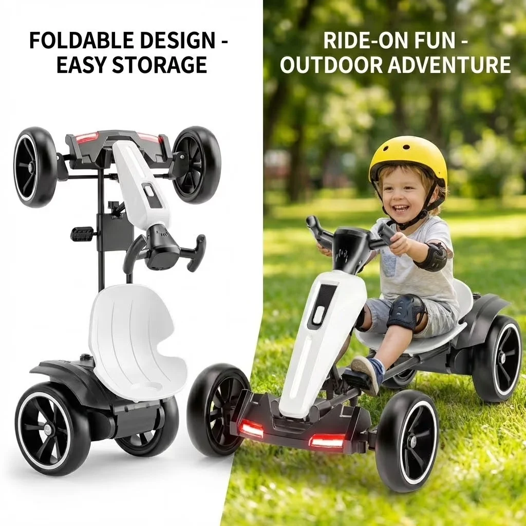 

Электрический детский педальный картинг на 12 В, папка для картинга, езда на свежем воздухе, игрушка с регулируемым сиденьем, 4 колеса для мальчиков и девочек