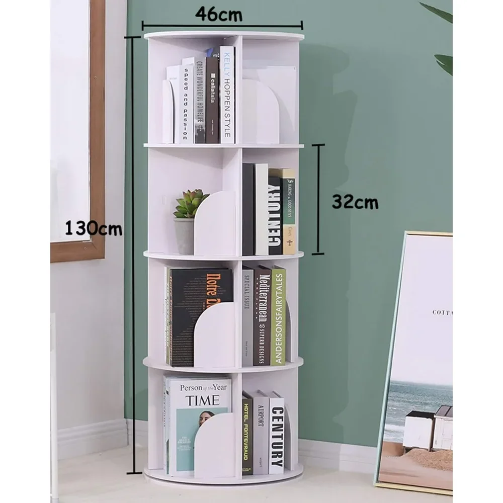 book shelves,4 Tier 360° Revolving Bookcase Corner PVC Wood-Plastic Board Bookcase,Stackable Bookshelf Organizer,bookshelf