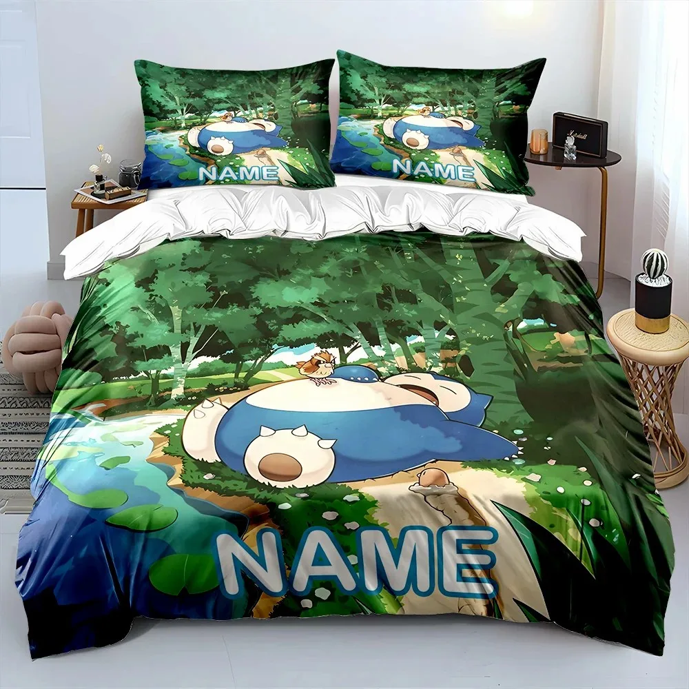 

Комплект постельного белья с принтом милого покемона Снорлакса, изысканный комплект постельного белья для двуспальных и односпальных кроватей, комплект из 3 предметов для детской спальни, подарок