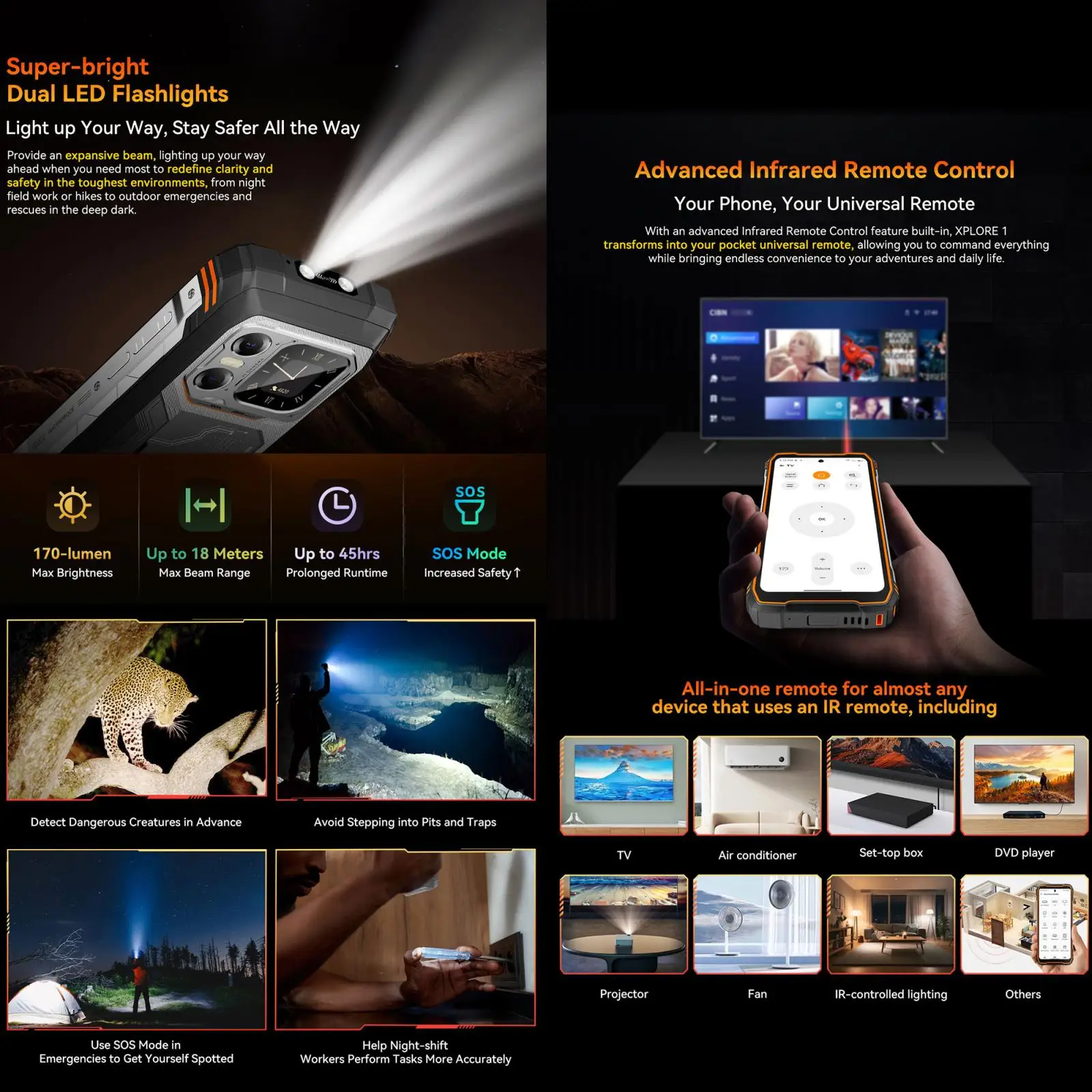 Blackview XPLORE 1 هاتف متين 16GB + 512GB 6.78 بوصة 120 هرتز 2.4K عرض 20MP للرؤية الليلية أندرويد 15 20000mAh 5G NFC الهاتف الذكي #5