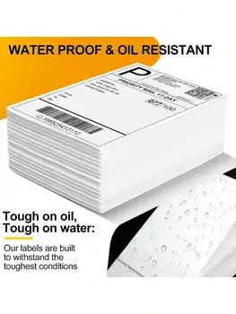 4x6インチの粘着サーマルラベル紙、500枚/ロール強力粘着、防水性と耐油性、出荷ラベルに使用