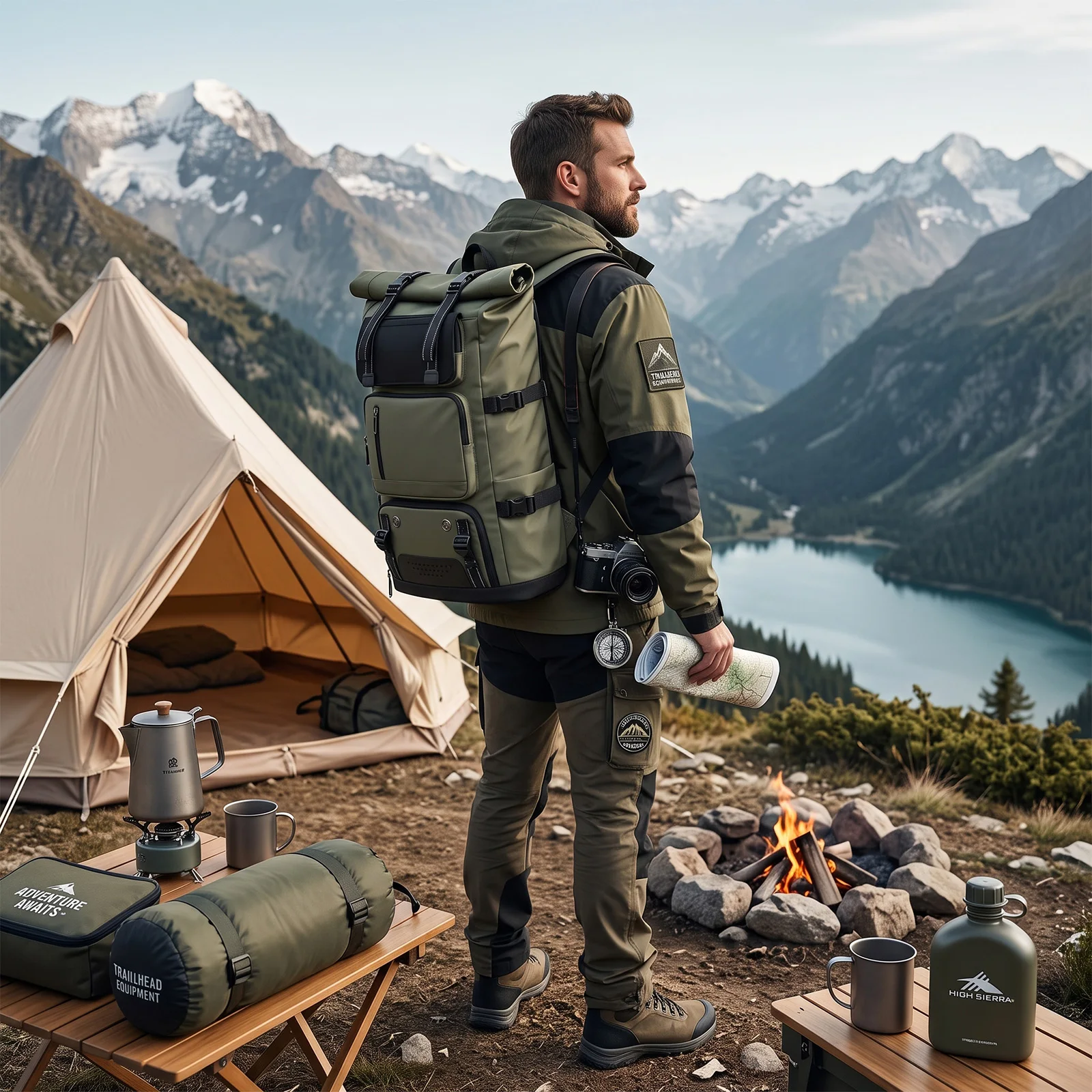 Green Travel Backpack for Men Commuter Laptop Bag with Padded Computer Sleeve & Breathable Back Support for Outdoor,Hiking