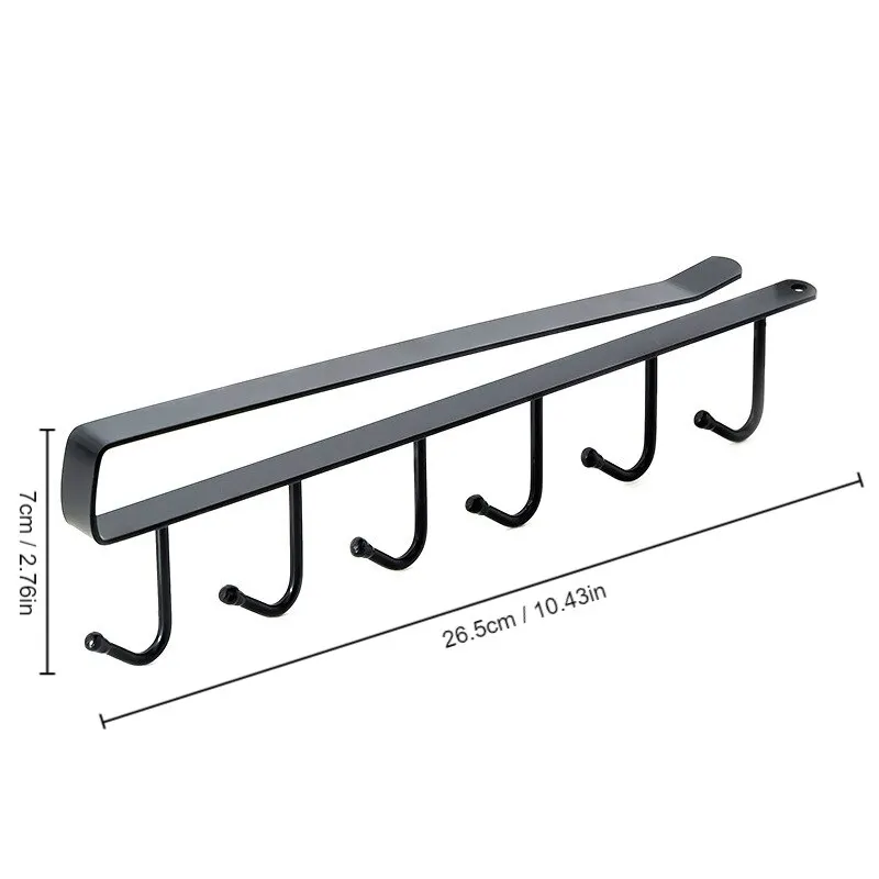 Traceless Hook Iron Cabinet Traceless Hook Six-Piece Storage Hanger Multi-Row Hook Wardrobe Kitchen Punch-free image 6