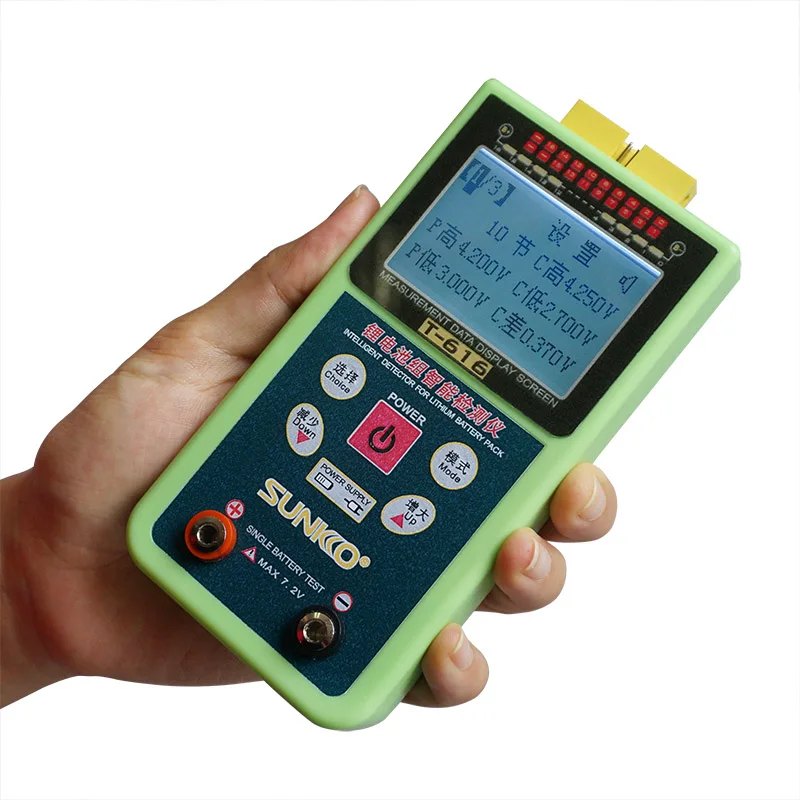 T-616 lithiumbatterijtester Spannings- en drukverschil intelligente detectieanalysator 1 ~ 16S