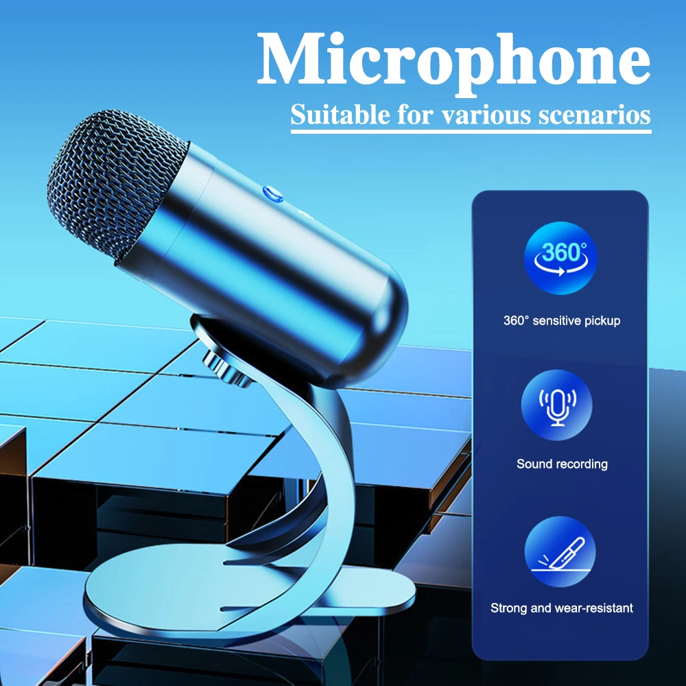 New Design USB Gaming PC Microphone for Streaming Podcasts,RGB Computer Condenser Desktop Mic for YouTube Video