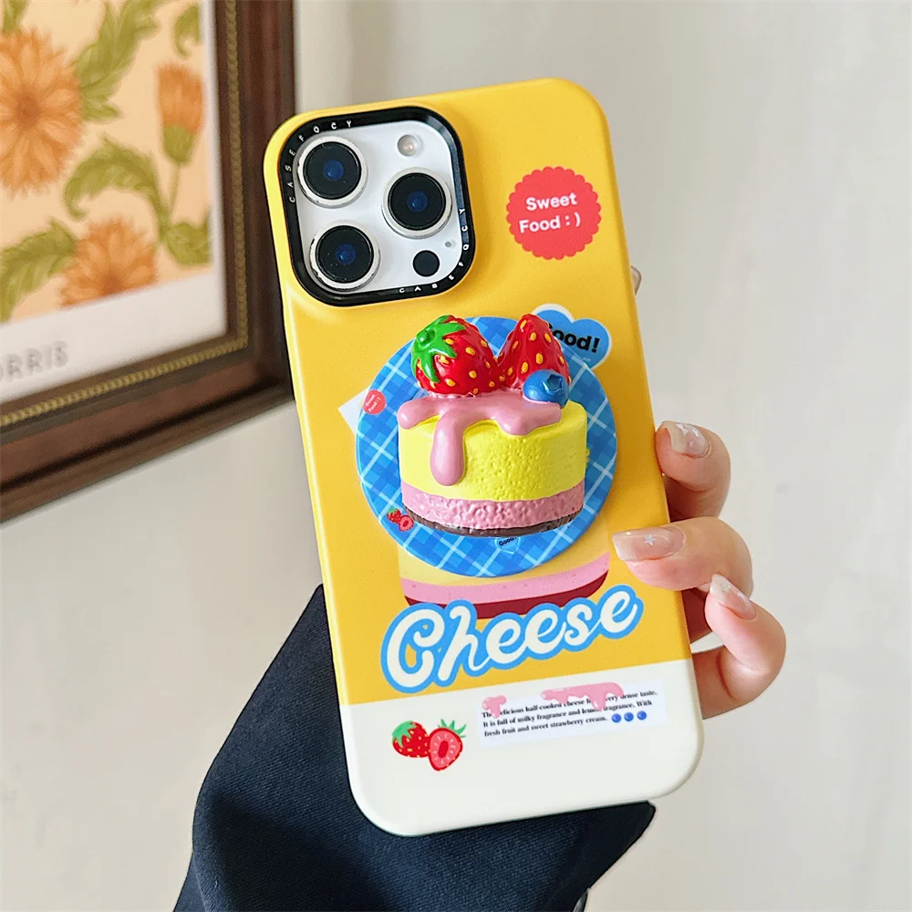 

Instagram Creative Strawberry Cake Stand Phone Case, Suitable for iPhone 16 Pro 15 14 13 Pro Max, Suitable for Magsa