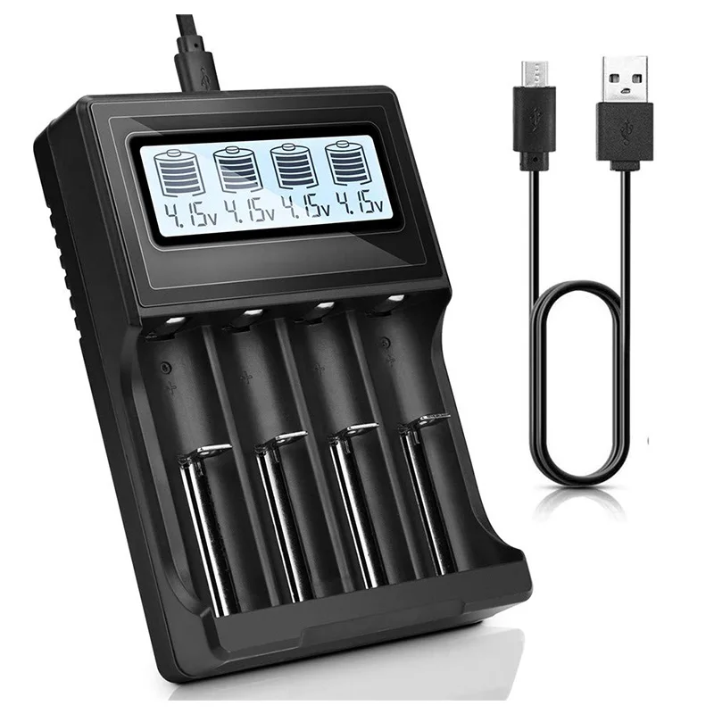 

18650 Battery Charger, LCD Display Speed Batteries Charger with 4 Bay Discharge Function for Rechargeable 3.7V Li-Ion Batteries