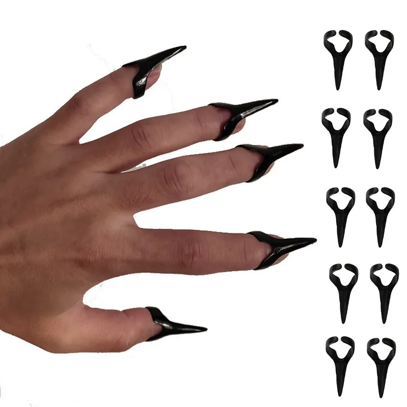 10 Pcs/Lot Halloween Hot Retro Punk Talon Nail Finger Claw Cool Rock Gothic Spike Rings Jewelry Party Cosplay Gift Men Women