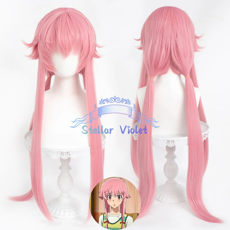 

Аниме Дневник будущего Yuno Gasai Косплей Парик Розовый Длинный Двойной Хвост 90 см Термостойкие Синтетические Волосы Аниме Парики + Кепка Для Парика