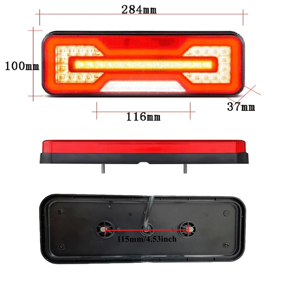 ATVOV 2PCS 12V 24V LED Combination Tail Light Turn Signal Brake Reflector Reverse Lamp Trailer Truck Tractor Camper Waterproof
