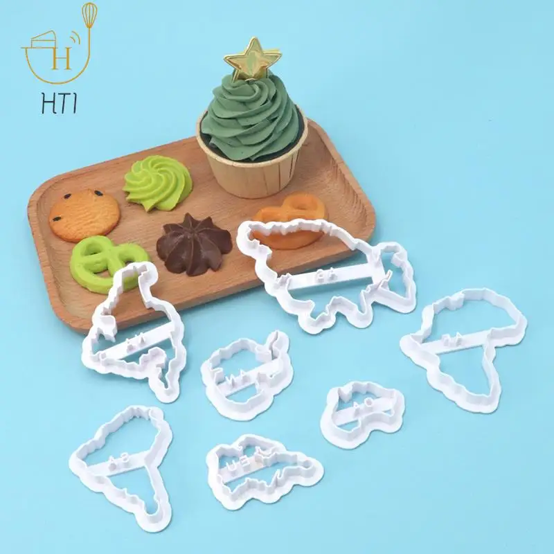 Seven Continents Shape Cookie Cutters 3D Plastic World Map Biscuit Mold Cookie Stamp DIY Fondant Cake Mould Pastry Baking Tool