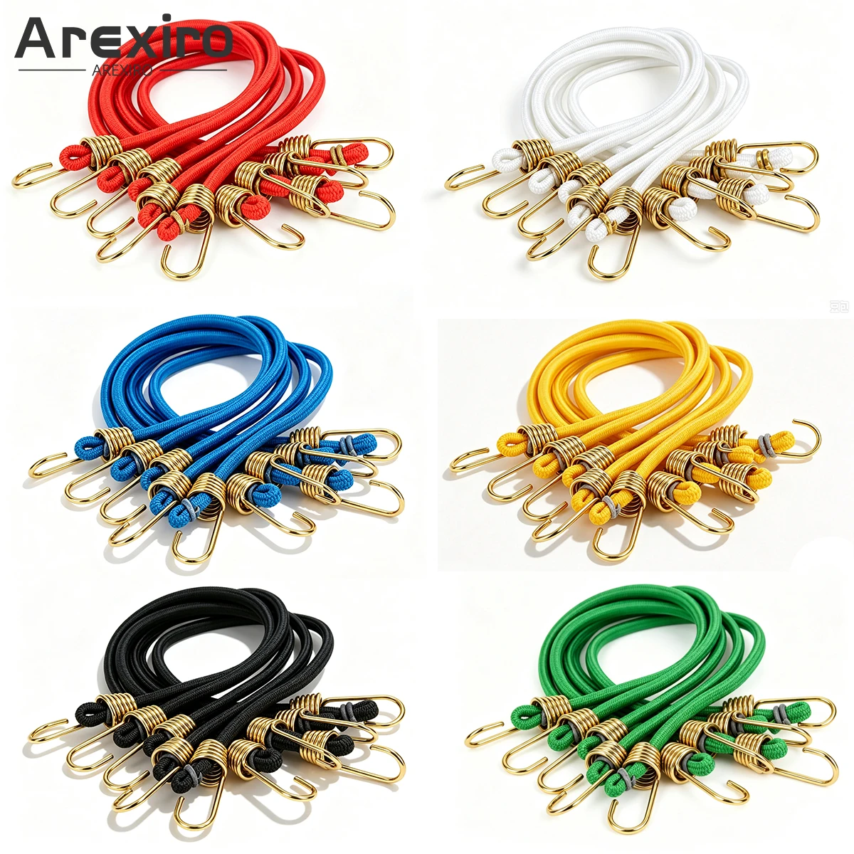 10Pcs Elastic Bungee Cords with Metal Hooks, Heavy‑Duty Stretch Rope for Motorcycle Luggage Cargo Fixed Tie Down Straps