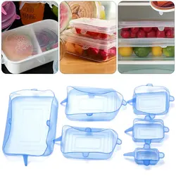 Tools Universal Food Fresh Reusable Keeping Fresh Lids Cookware Bowl Cover Round Square Stretch Suction Silicone Lid