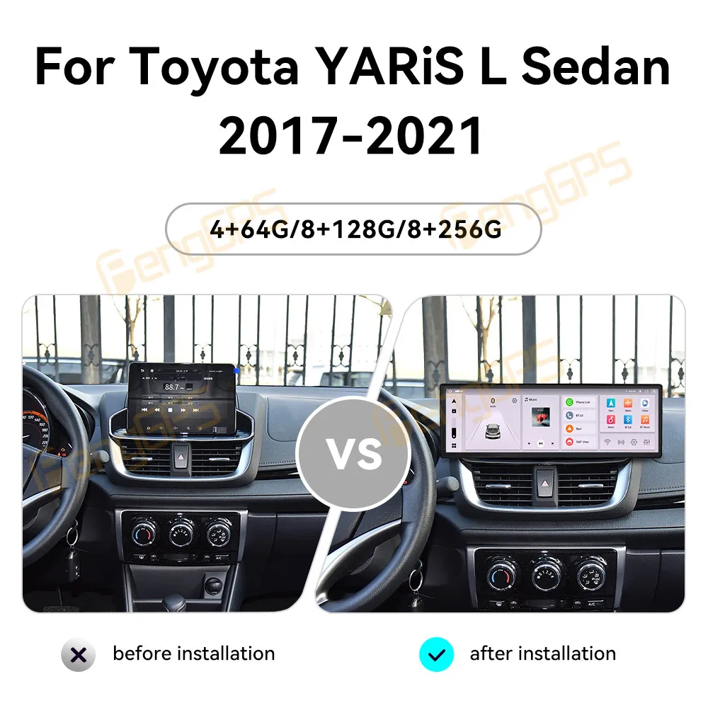 For Toyota YARiS L Sedan 2017-2021 Android Car Radio Multimedia Video Carplay Autoradio Stereo GPS Navigation Head Unit