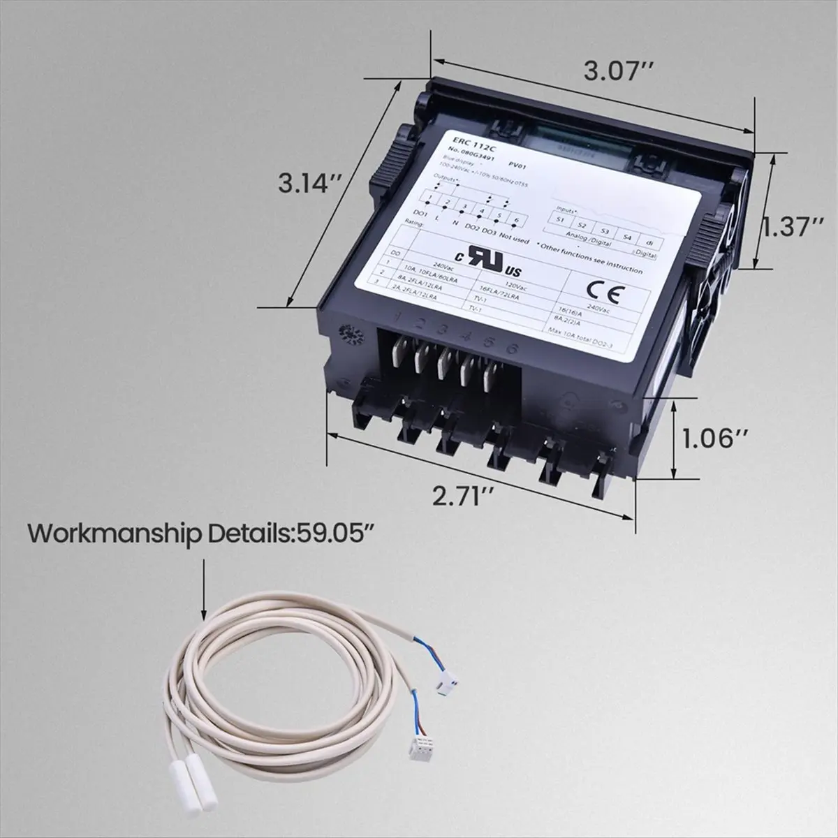 A008 Erc112C Temperature Controller Kit, Electronic Refrigeration Controller with Sensor Compatible with 080G3491