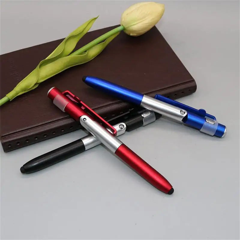 4 In 1 Multifunction Ballpoint Pen with LED Light Fold Phone Holder Night Read Writing Pencil Office School Student Stationery