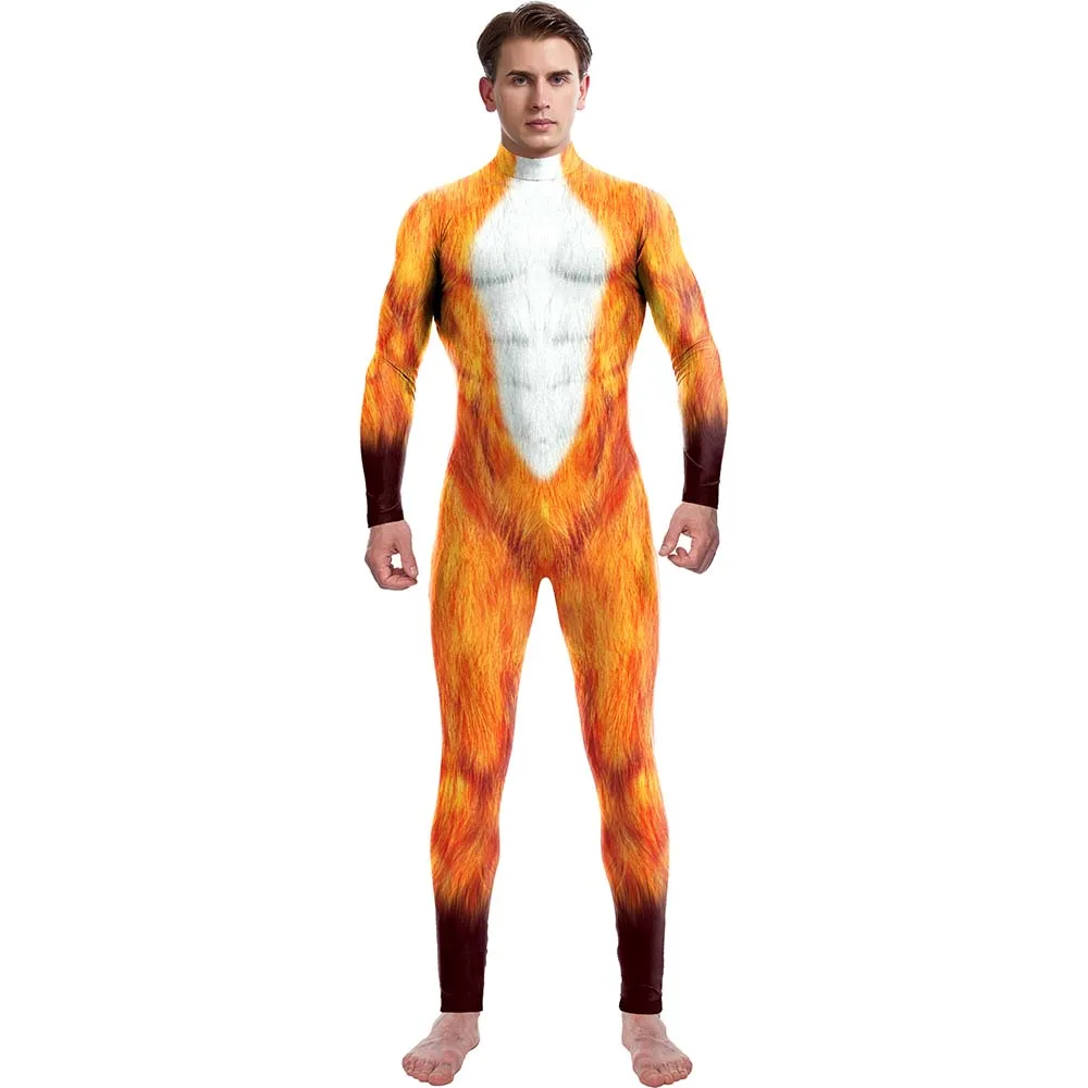 Pet przebranie na karnawał wąż Leopard Deer Fox grafika z tygrysem Zentai body impreza z okazji Halloween kombinezony wydajność pokaż strój Unisex