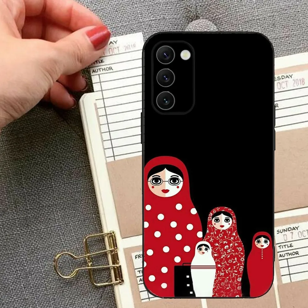 Cute Russian Matriochkas Dolls Phone Case For Samsung Galaxy A20,A21s,A22,A31,A32,A52,A53,A72,73,A80,A91Soft Black Cover