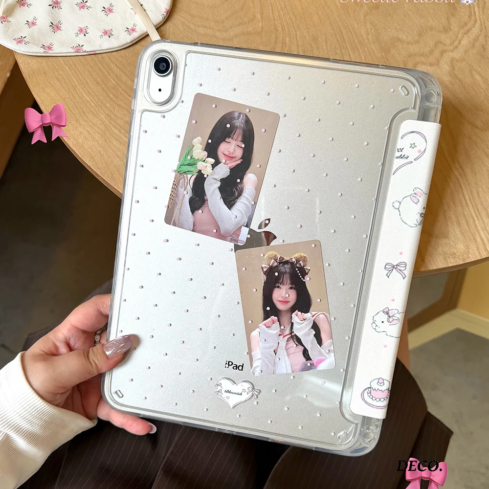 Round Rabbit Heart Wave Point Y2K Tablet Case for IPad Pro 11 M2 M3 M4 M5 A16 2025 Air4 5 6 7 12.9/13/9.7/10.2/10.5/9.7inCover