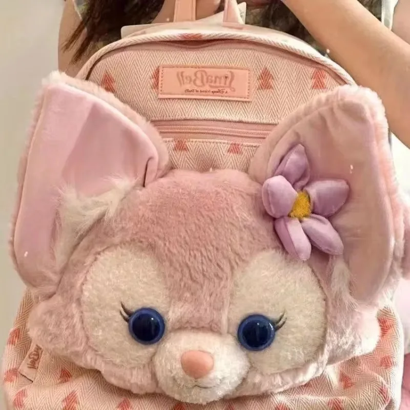 Disney Lina Bell Plush Backpack Cute Fashion Trendy Backpack Cartoon Leisure Versatile Bag Korean Plush Large Capacity Schoolbag