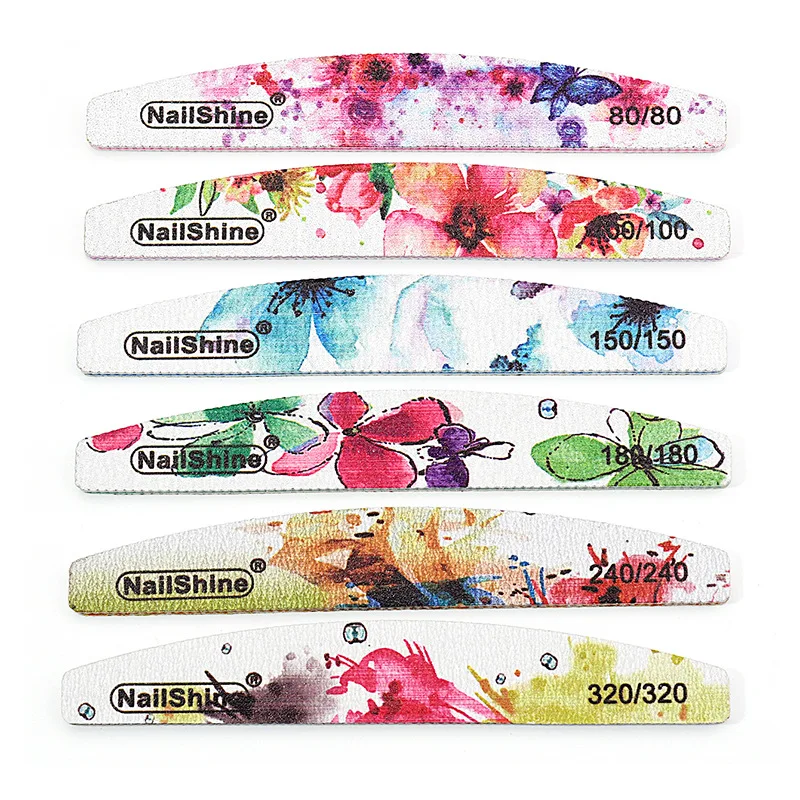 5Pcs Flower Printing Sandpaper Nail File 80 100 150 180 240 Pro Manicure Files Double-sided Nail Polishing Product Washable