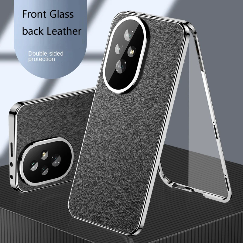 

Lens Protection Metal Phone Case For Honor 90 600 Lite 600e 200 Smart 50 70 Pro Plus Tempered Glass Leather Back Cover Cases