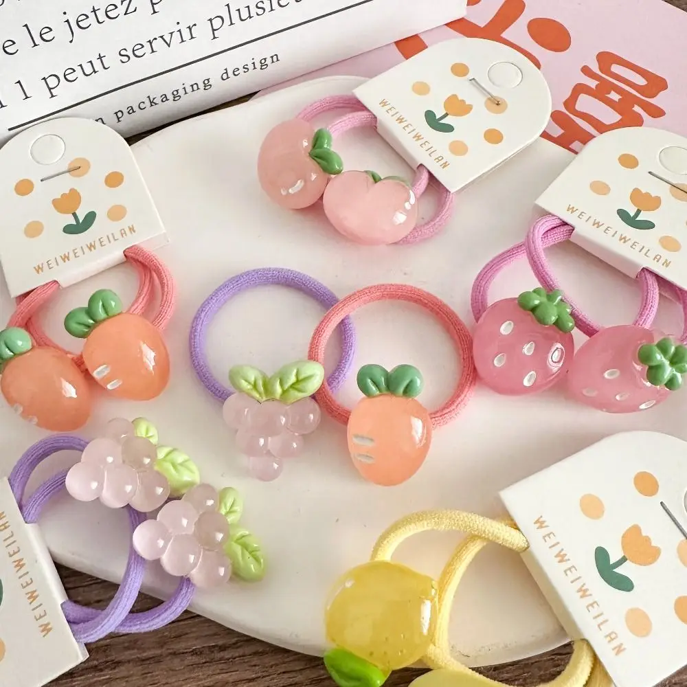 الكورية نمط مشبك شعر الأطفال توك شعر الفراولة الخوخ الاطفال ذيل حصان حامل شفاف لون الحلوى الفاكهة الشعر حبل #5