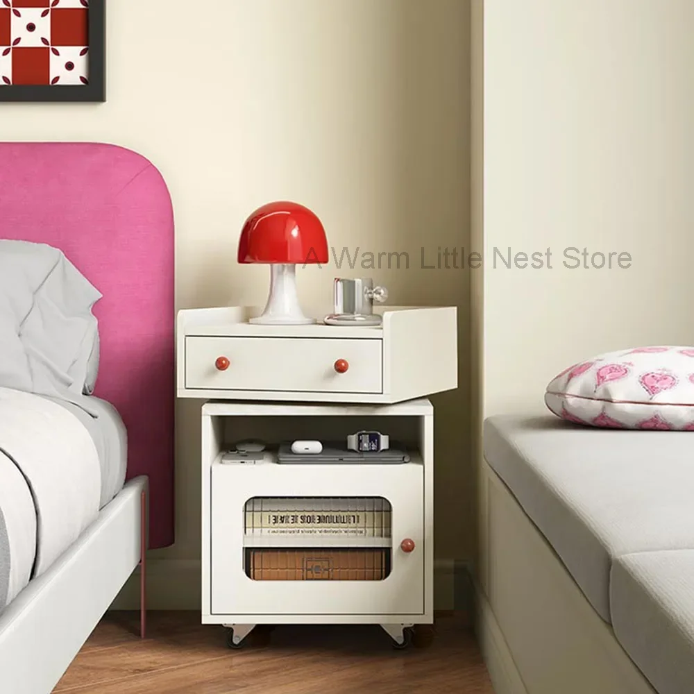 Nordic Kids Bedside Table Kawaii White Modern Drawers Cute Aesthetic Bedside Table Design European Szafka Nocna Home Decoration