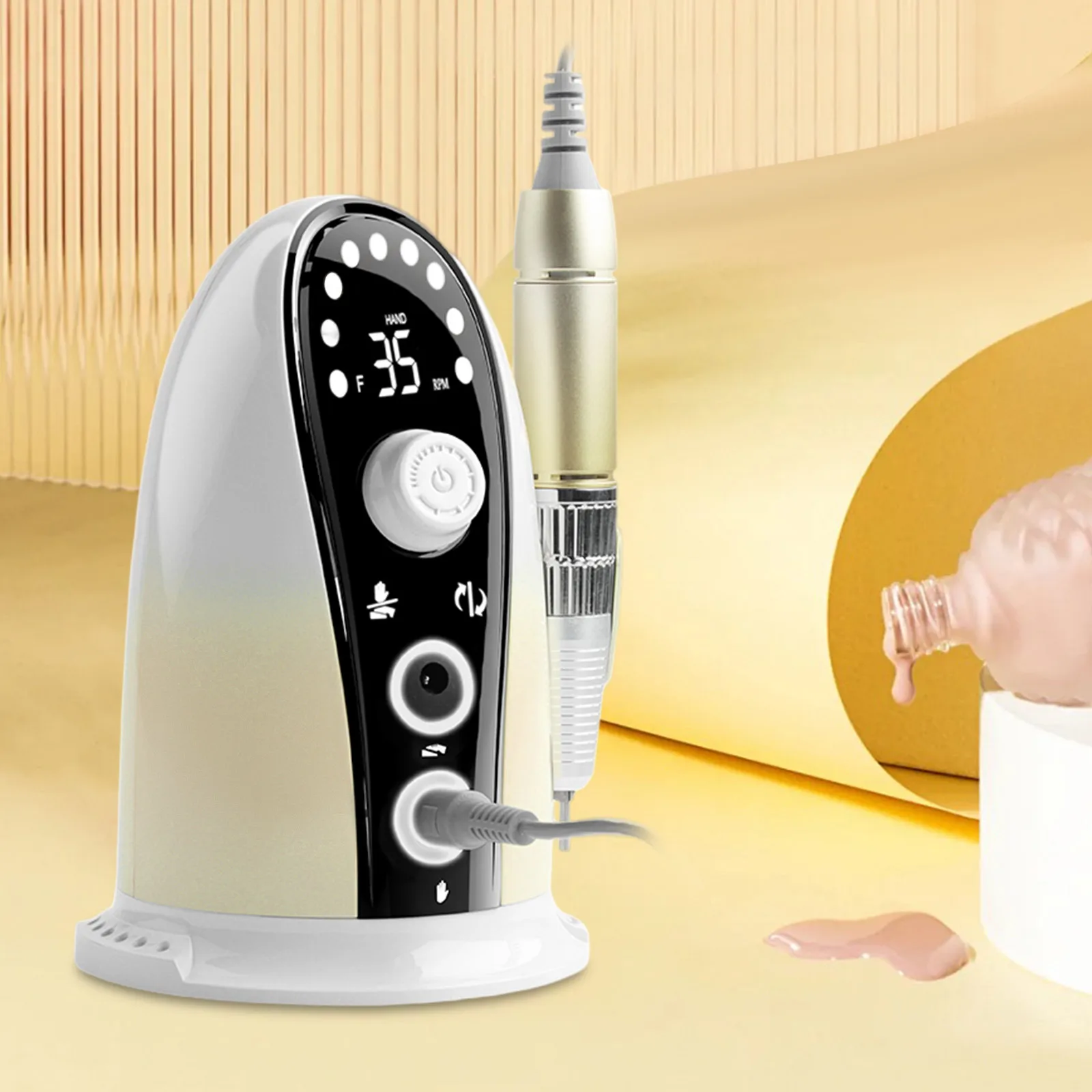 Trapano elettrico per unghie, lima per unghie con supporto per manipolo, strumento per lucidare manicure e pedicure per saloni di bellezza