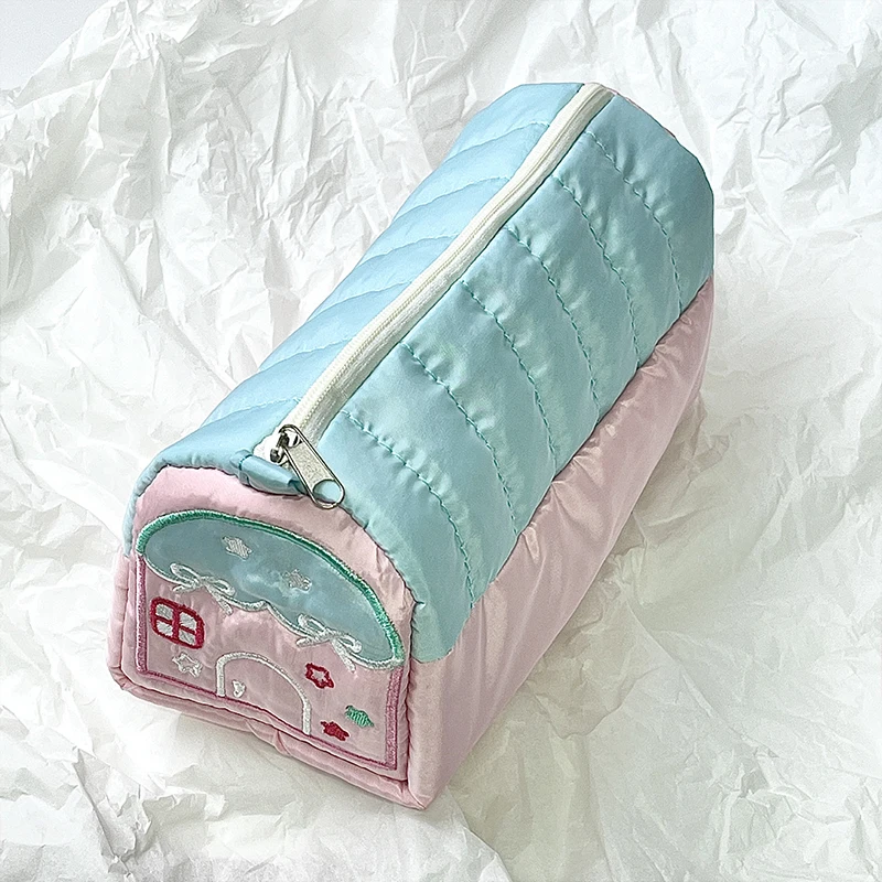 

2024 Creative Cute House Shaped Pencil Case Soft Large Capacity Stationery Box School Girls Students Office Supplies Makeup Bags