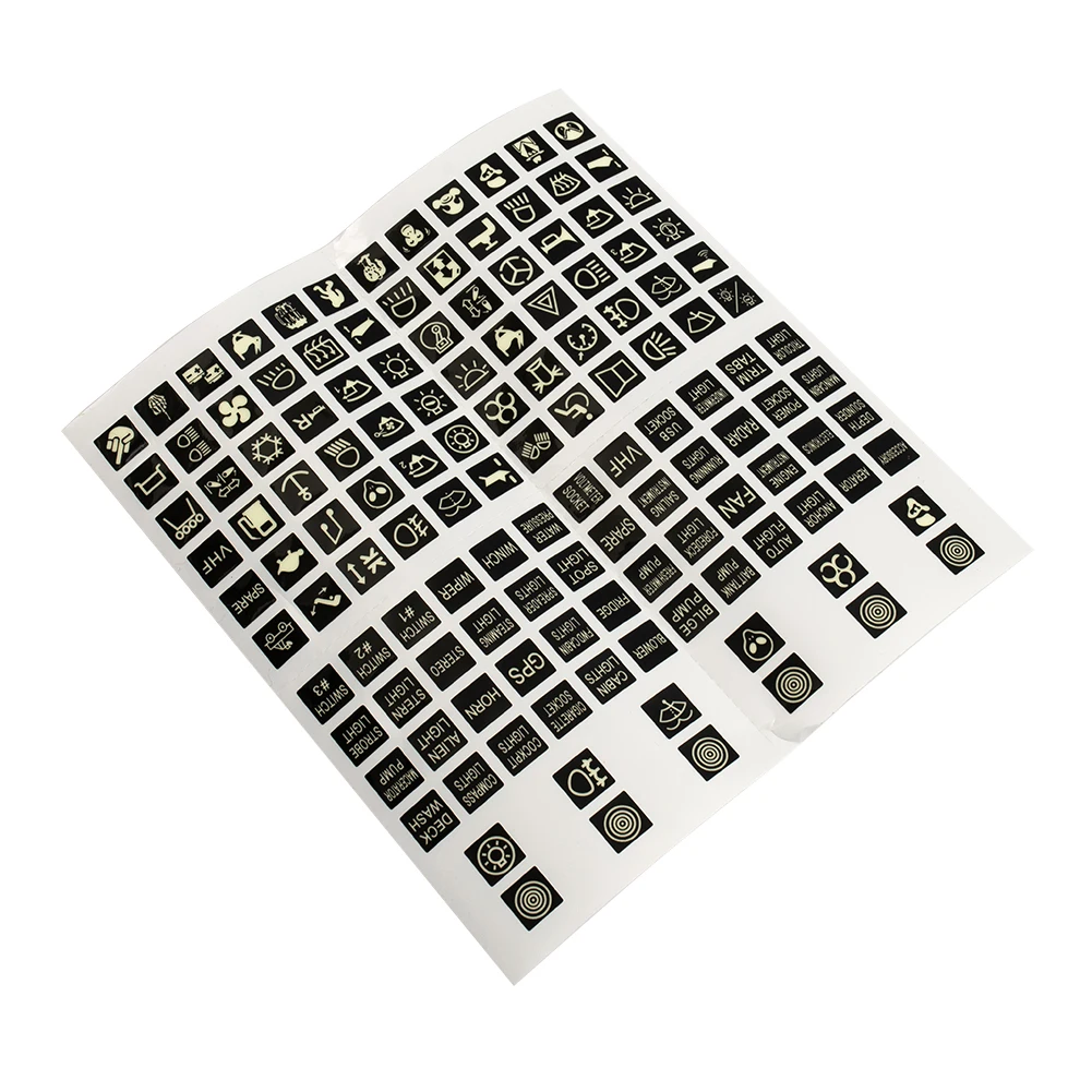 

1x Sticker Labels(132pcs)Night Glow Decals Foe Customize Rocker Switches Long-lasting PBC Plastic Flame-retardant