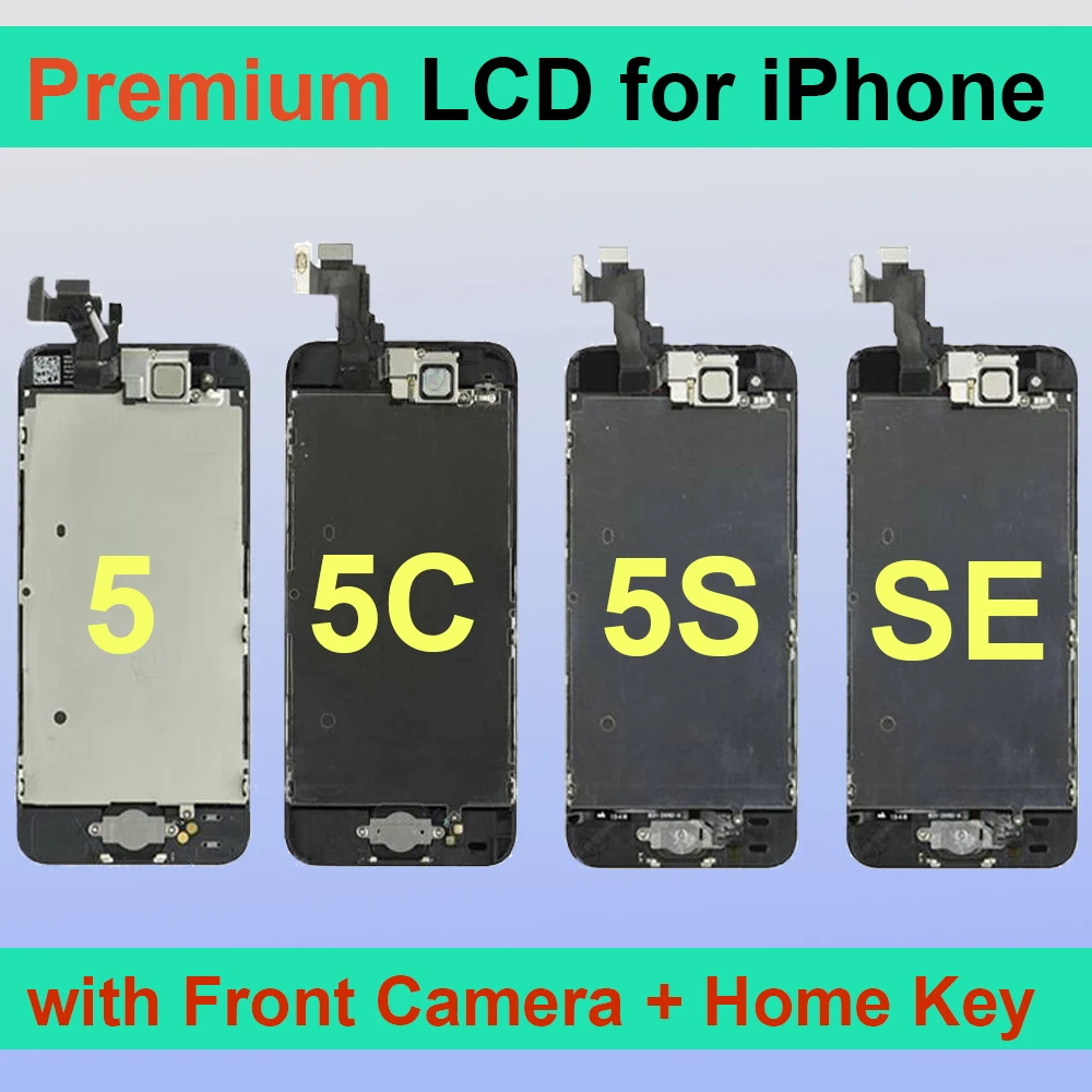 Pełny zestaw ekran montażowy dla iPhone 5 5S 5C SE 2016 wyświetlacz LCD dotykowy Digitizer kompletna wymiana + przedni aparat + przycisk Home
