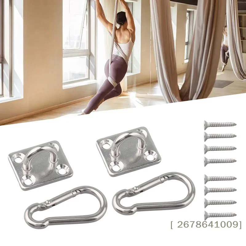〔L〕2 Set Stainless Square Heavy Duty Ceiling Wall Mounted Hook For Yoga Swings Hammocks Hardware