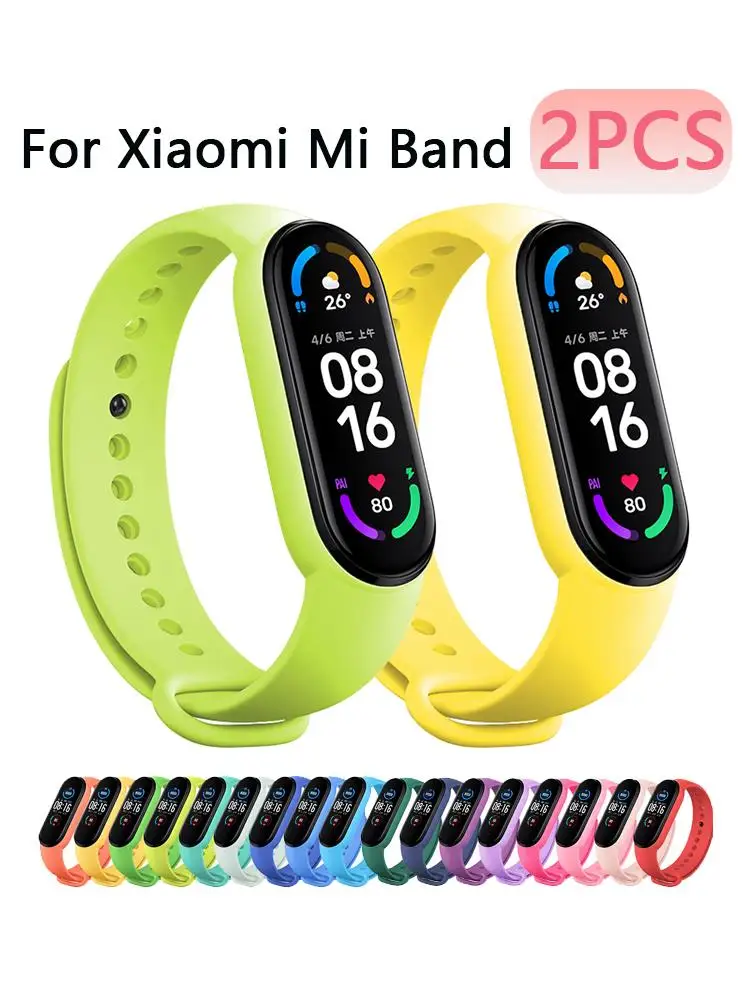 2 шт. ремешок для часов для Xiaomi Mi Band 7 6 5 4 3 силиконовые браслеты ремешки для Mi Band 6 7 5 4 ремешок для умных часов
