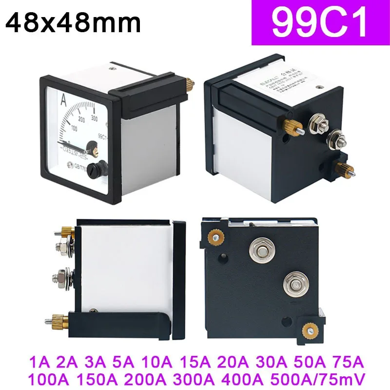 

99C1-A Pointer Type DC Ammeter 1A 2A 3A 5A 10A 15A 20A 30A 50A 75A 100A 150A 200A 300A 400A 500A/75mV 500A 48*48mm