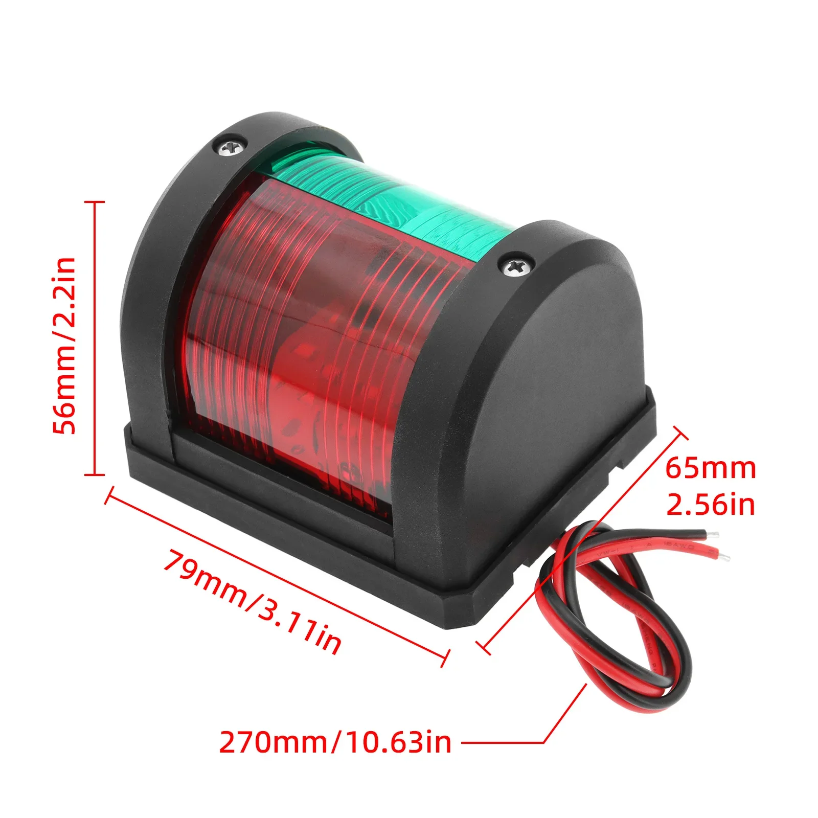 Rot+Grün Dual-LED-Navigationslicht für Marineboote, wasserdichte Segelsignallampe für Pontonboote, Motorboote und Skiffen, 1 Stück – Detail 5