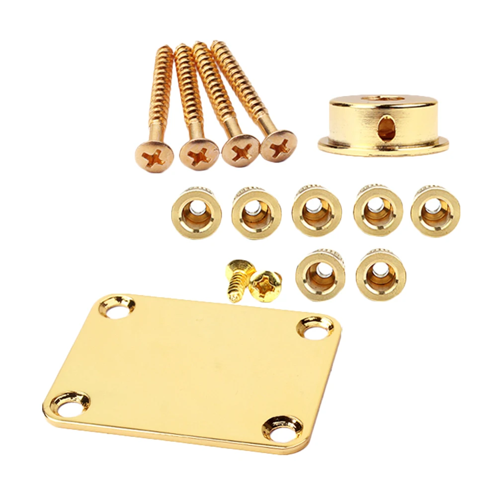 

Reinforcement Board Set Black Guitar Neck Plates Electric Part Replacement Durable Metal Accessories Screws Mounting Plate Bass