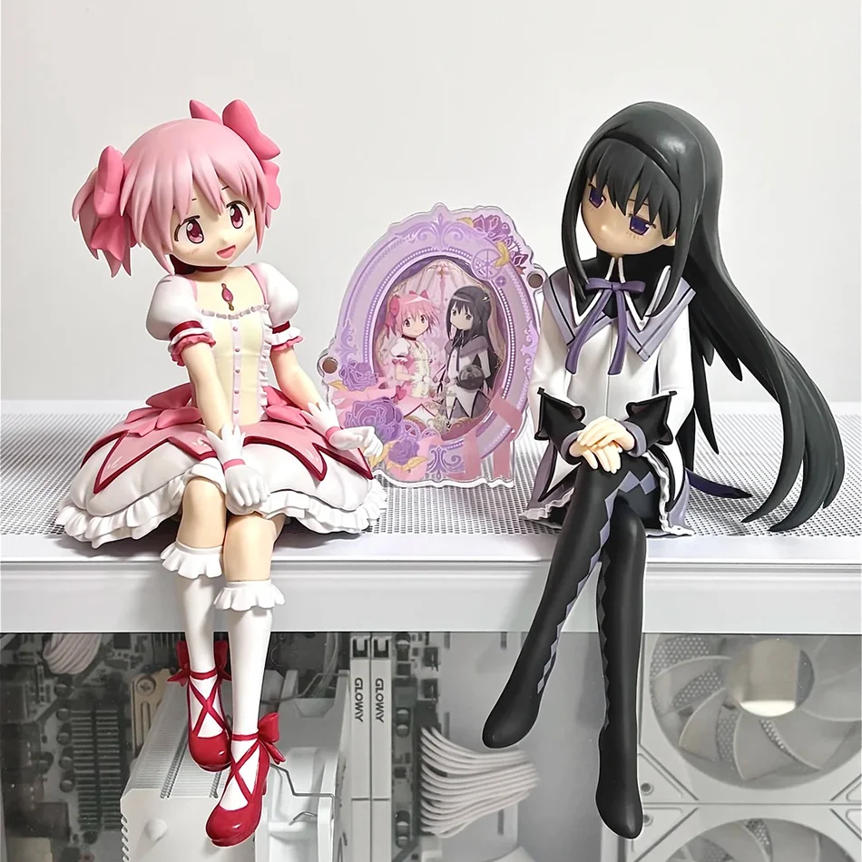 Image of 14cm PMMM Magical Girl Anime-Figur Kaname Madoka Akemi Homura Figur Noodle Stopper Süße Loli Sitzende Sammlerfigur Modell Spielzeug Geschenk